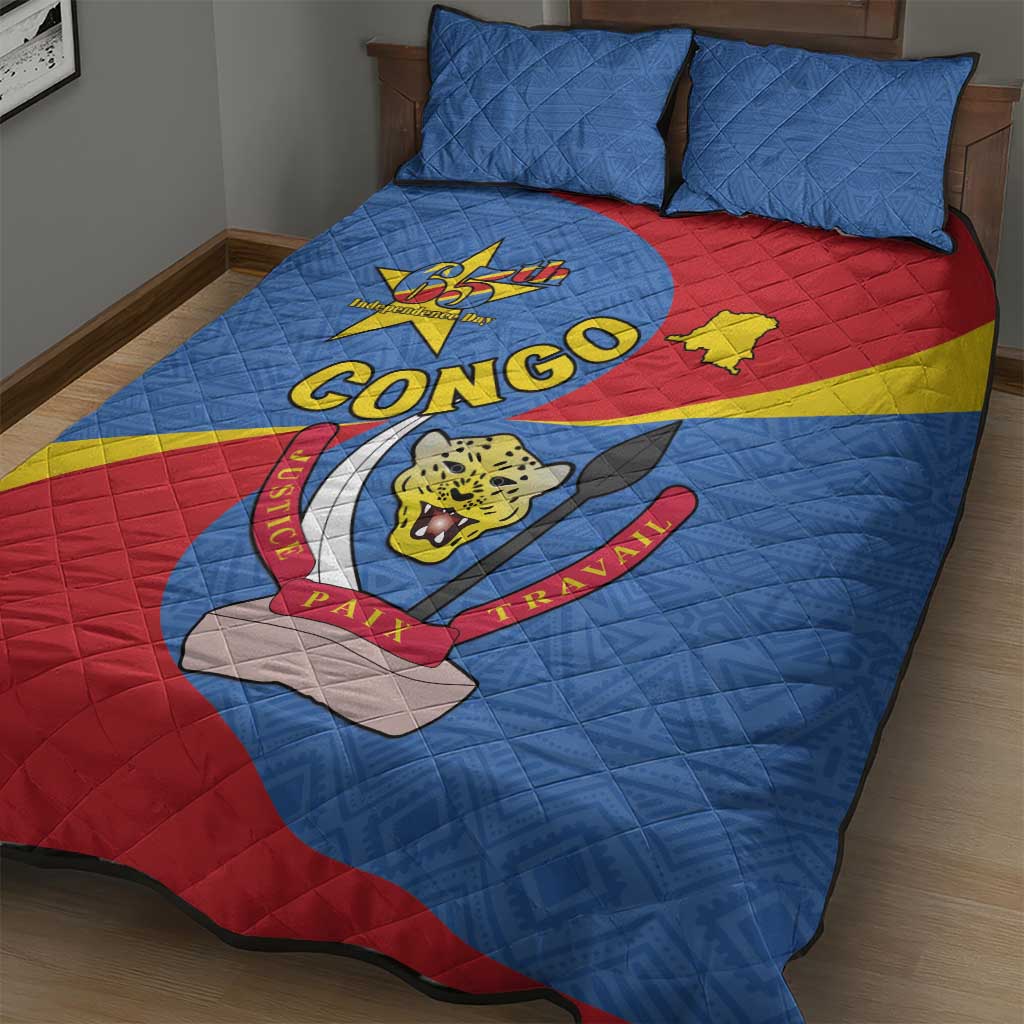 Congo-Kinshasa Independence Day Quilt Bed Set Coat Of Arms - African Pattern LT15