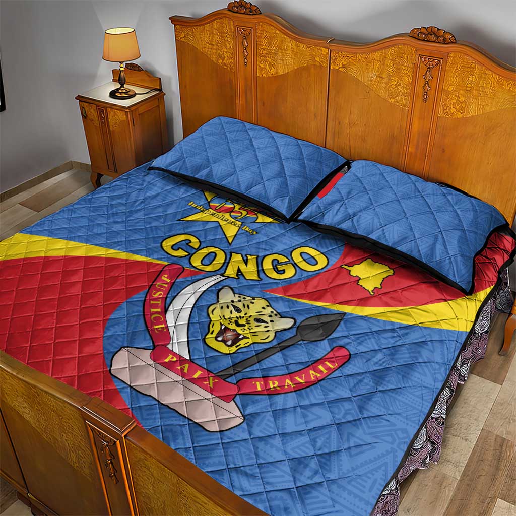 Congo-Kinshasa Independence Day Quilt Bed Set Coat Of Arms - African Pattern LT15