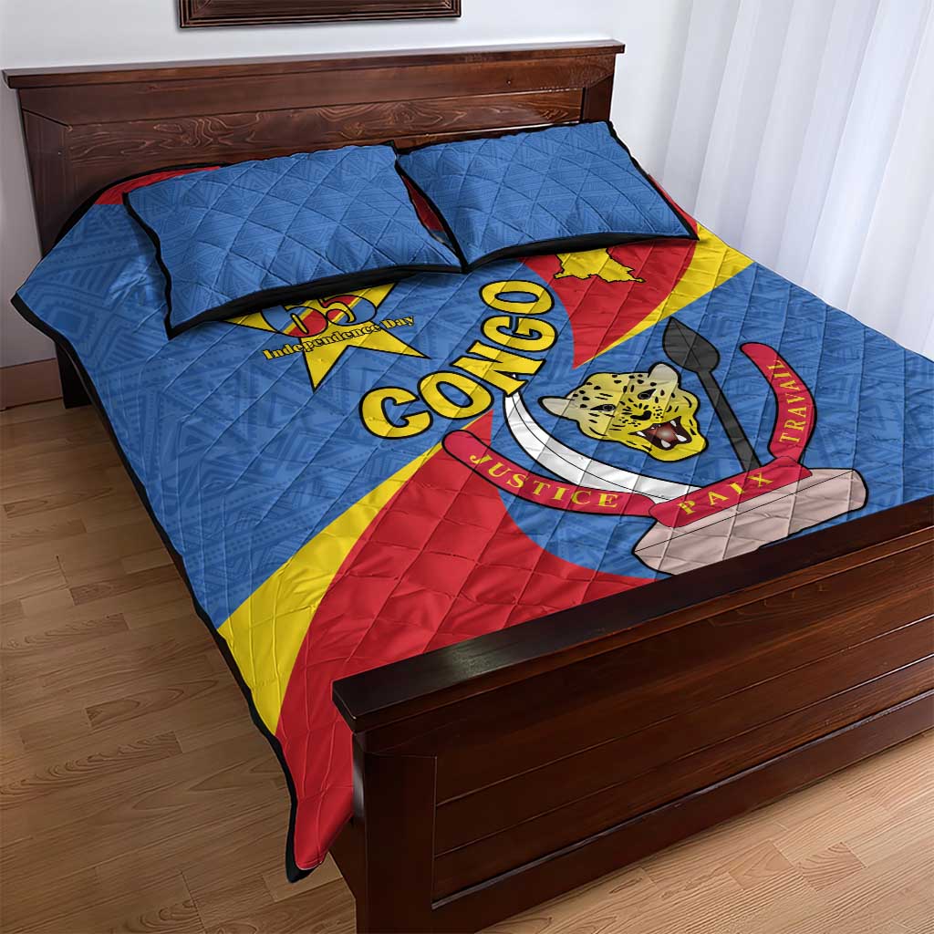 Congo-Kinshasa Independence Day Quilt Bed Set Coat Of Arms - African Pattern LT15