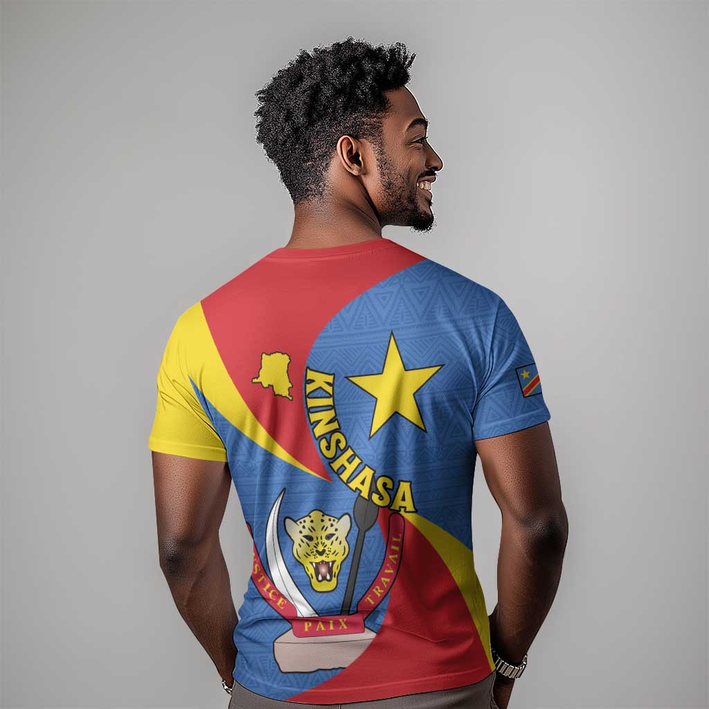 Congo-Kinshasa Independence Day T shirt Coat Of Arms - African Pattern LT15