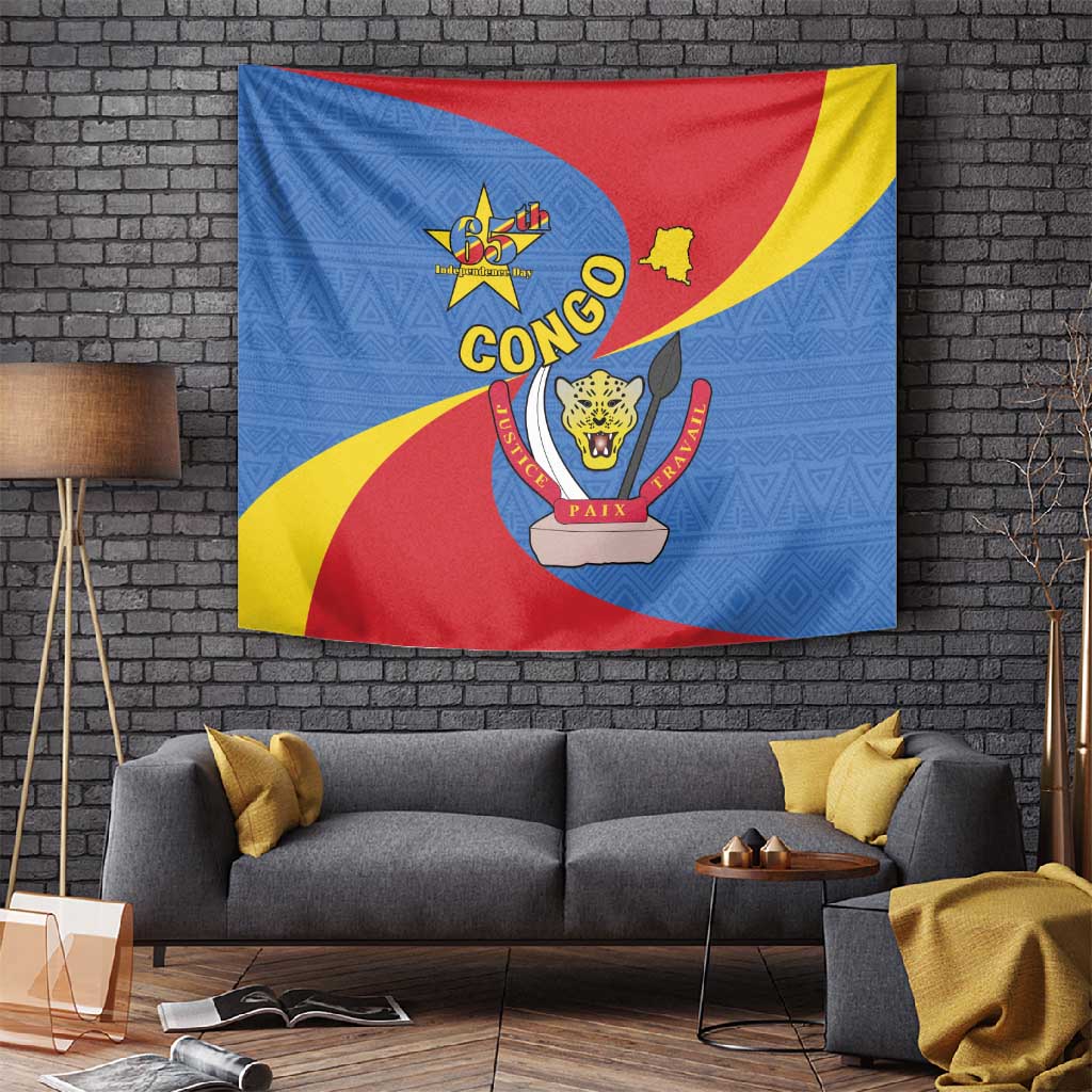 Congo-Kinshasa Independence Day Tapestry Coat Of Arms - African Pattern LT15