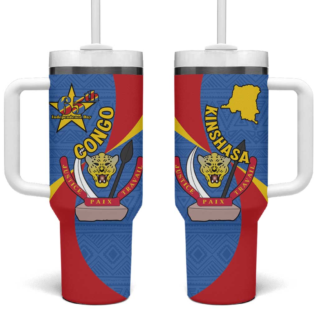 Congo-Kinshasa Independence Day Tumbler With Handle Coat Of Arms - African Pattern LT15