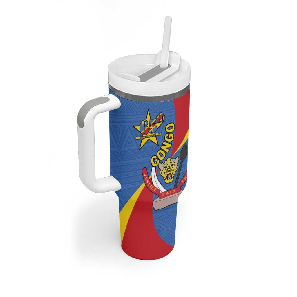 Congo-Kinshasa Independence Day Tumbler With Handle Coat Of Arms - African Pattern LT15