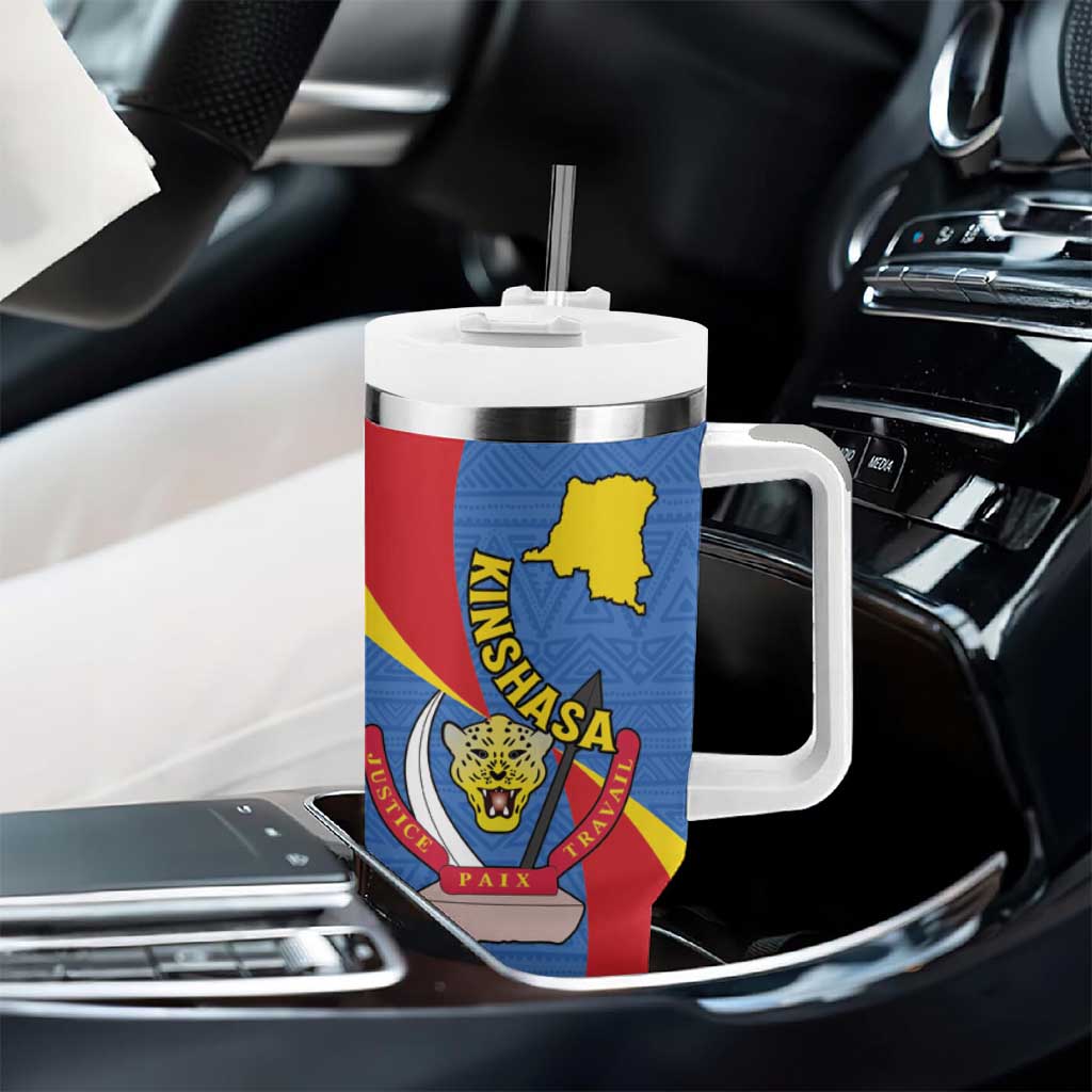 Congo-Kinshasa Independence Day Tumbler With Handle Coat Of Arms - African Pattern LT15