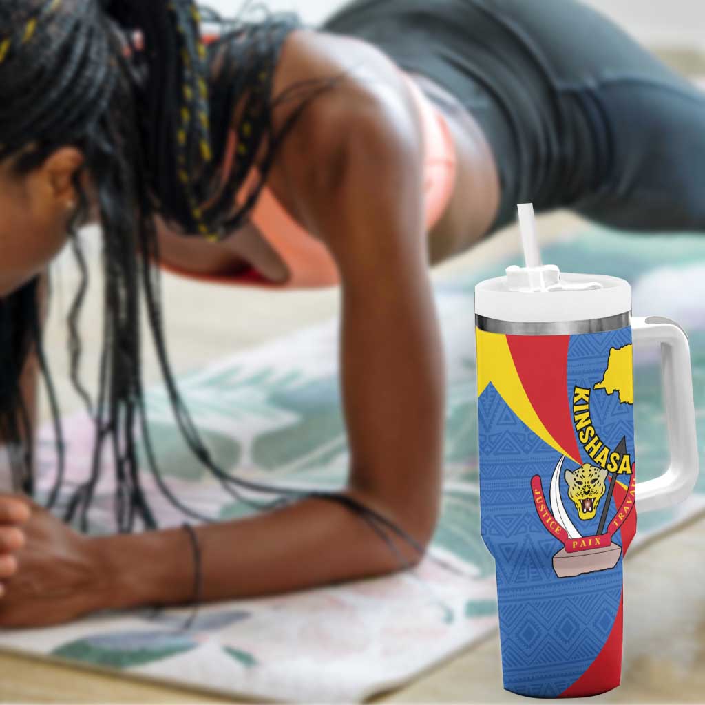 Congo-Kinshasa Independence Day Tumbler With Handle Coat Of Arms - African Pattern LT15