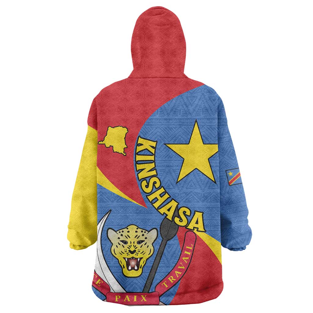 Congo-Kinshasa Independence Day Wearable Blanket Hoodie Coat Of Arms - African Pattern LT15