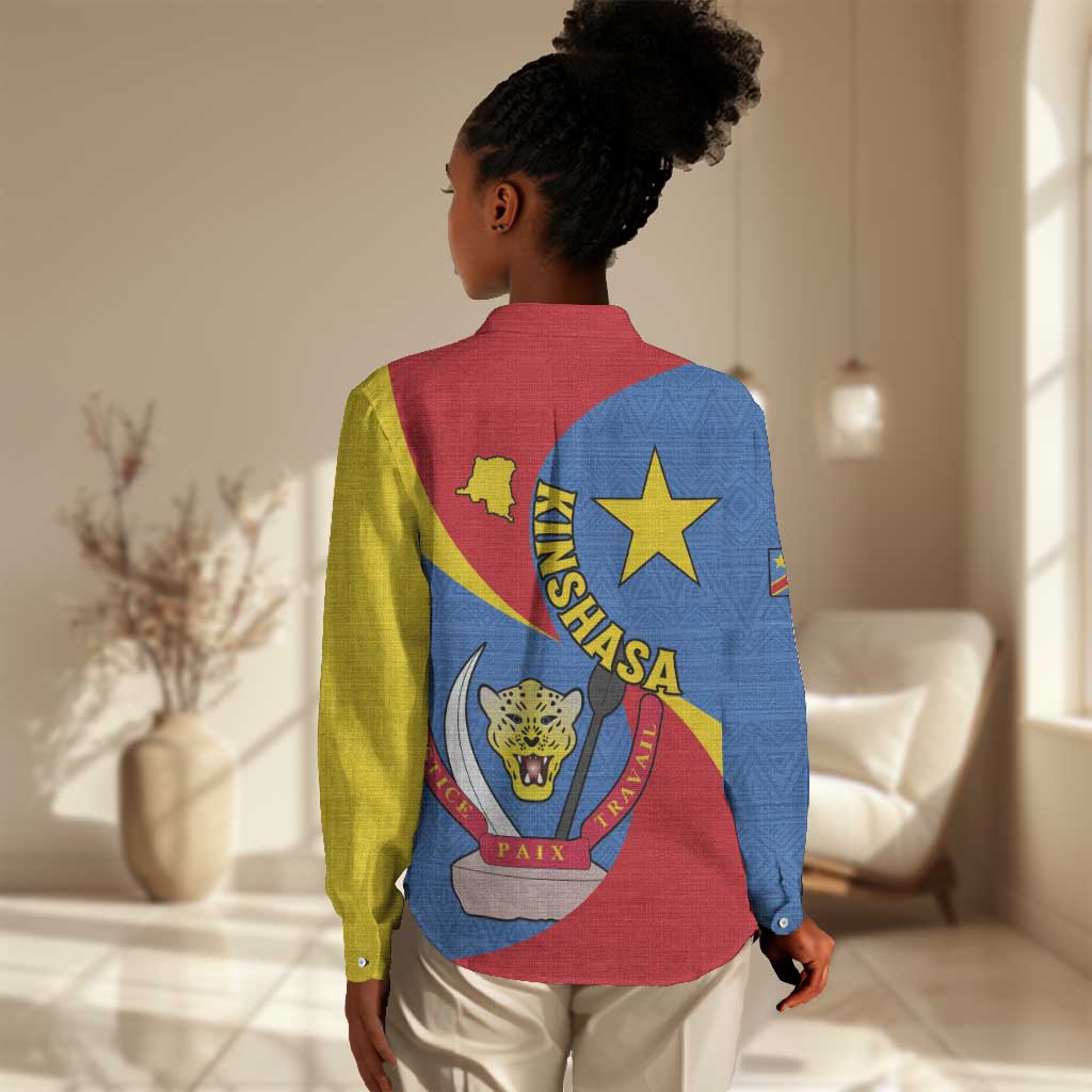 Congo-Kinshasa Independence Day Women Casual Shirt Coat Of Arms - African Pattern LT15