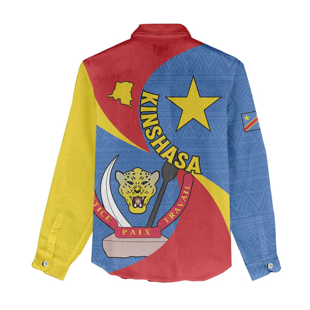 Congo-Kinshasa Independence Day Women Casual Shirt Coat Of Arms - African Pattern LT15