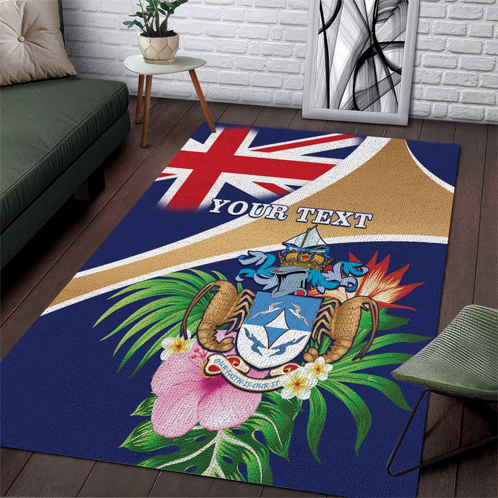 Personalized Tristan da Cunha Area Rug Coat Of Arms Tropical Flowers LT15