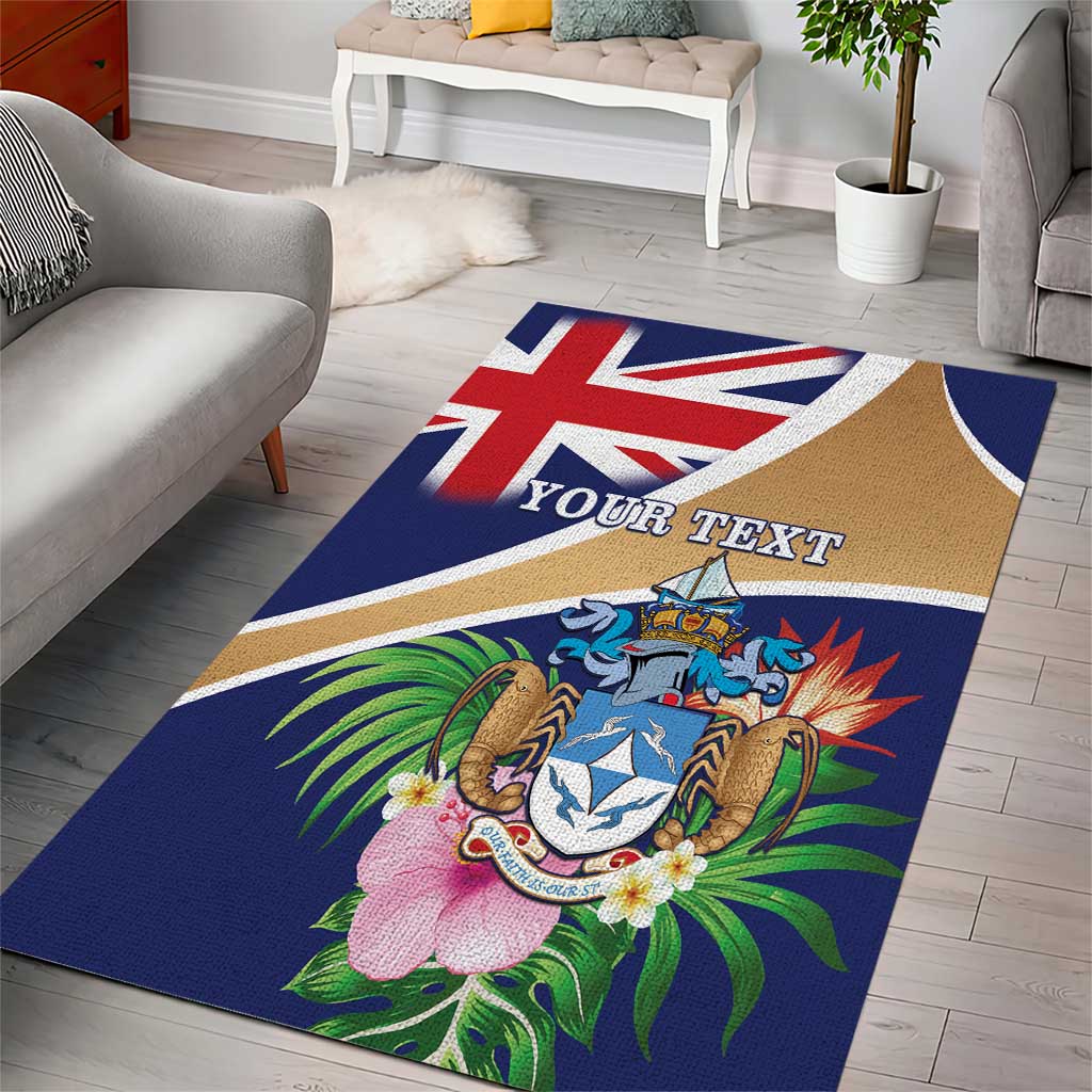 Personalized Tristan da Cunha Area Rug Coat Of Arms Tropical Flowers LT15