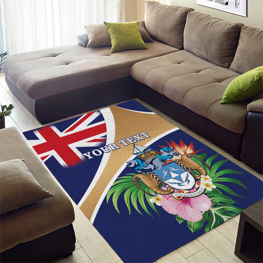 Personalized Tristan da Cunha Area Rug Coat Of Arms Tropical Flowers LT15