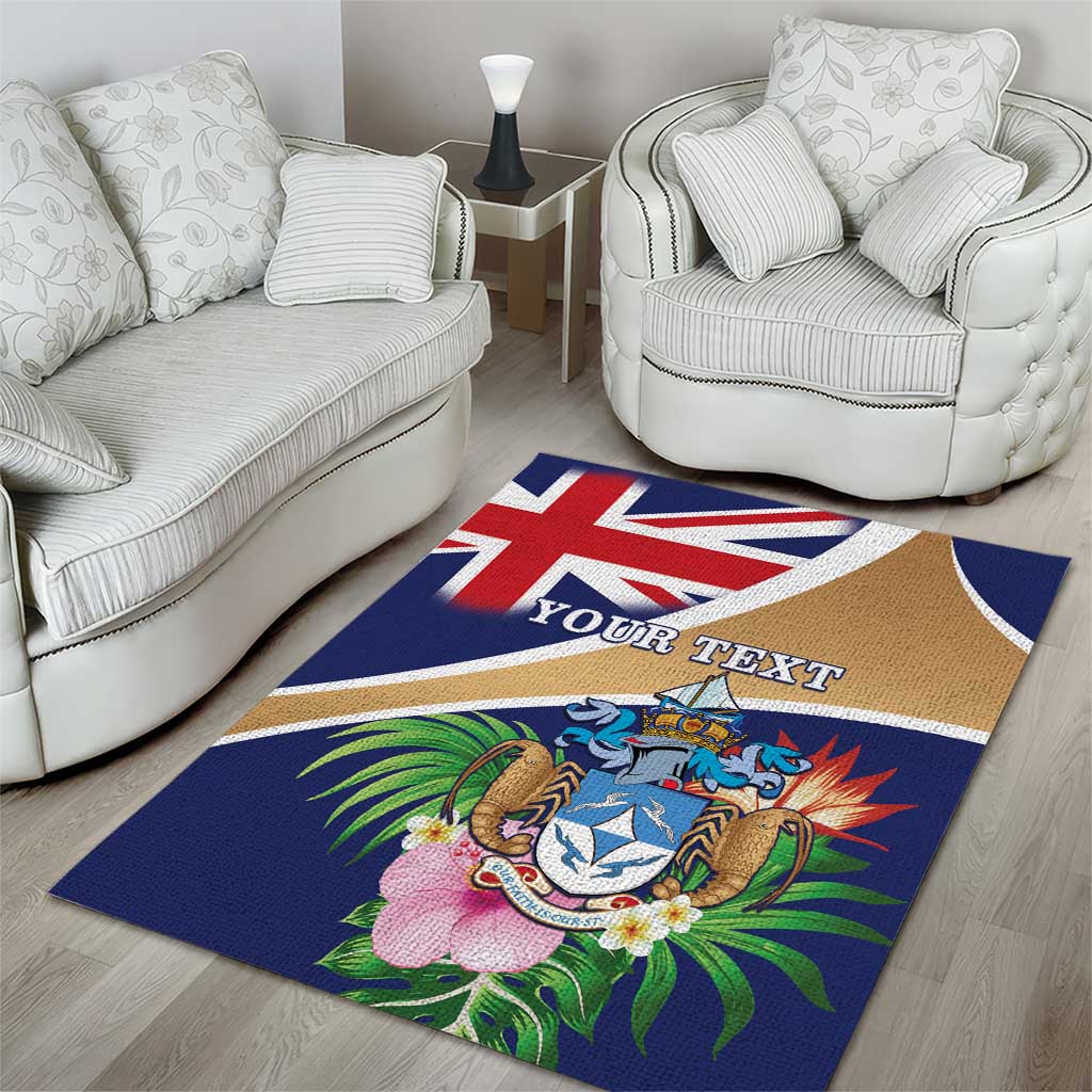 Personalized Tristan da Cunha Area Rug Coat Of Arms Tropical Flowers LT15
