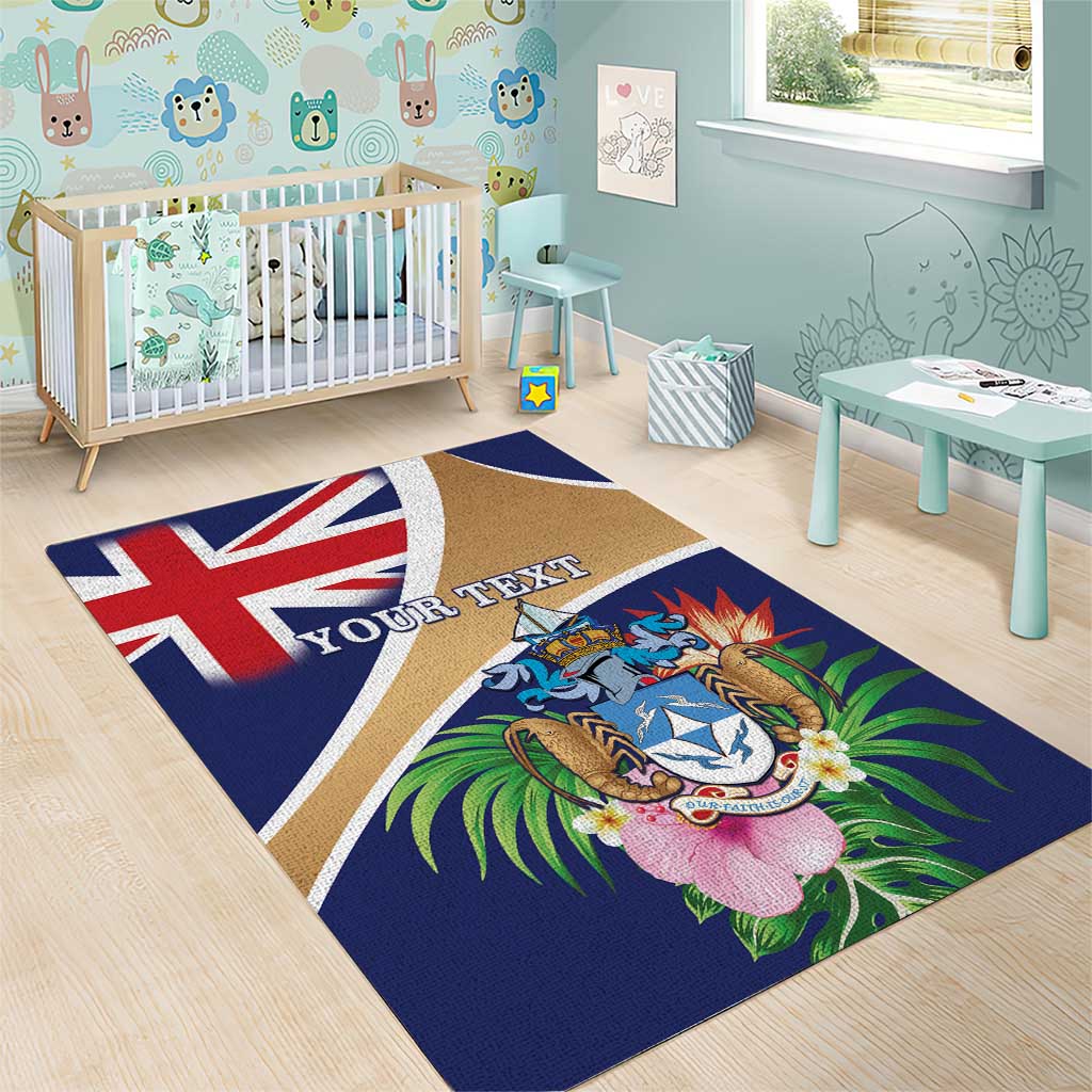 Personalized Tristan da Cunha Area Rug Coat Of Arms Tropical Flowers LT15