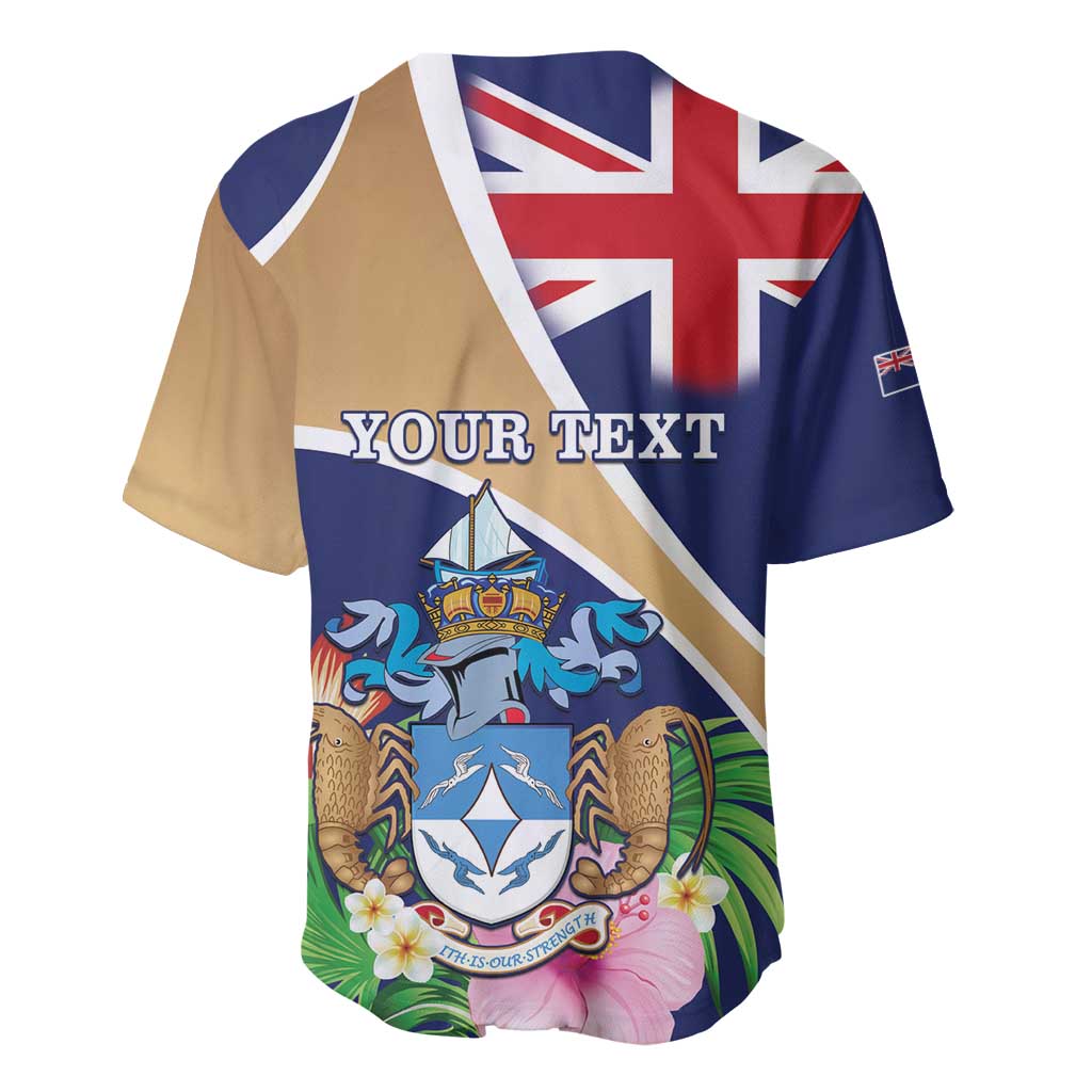 Personalized Tristan da Cunha Baseball Jersey Coat Of Arms Tropical Flowers LT15