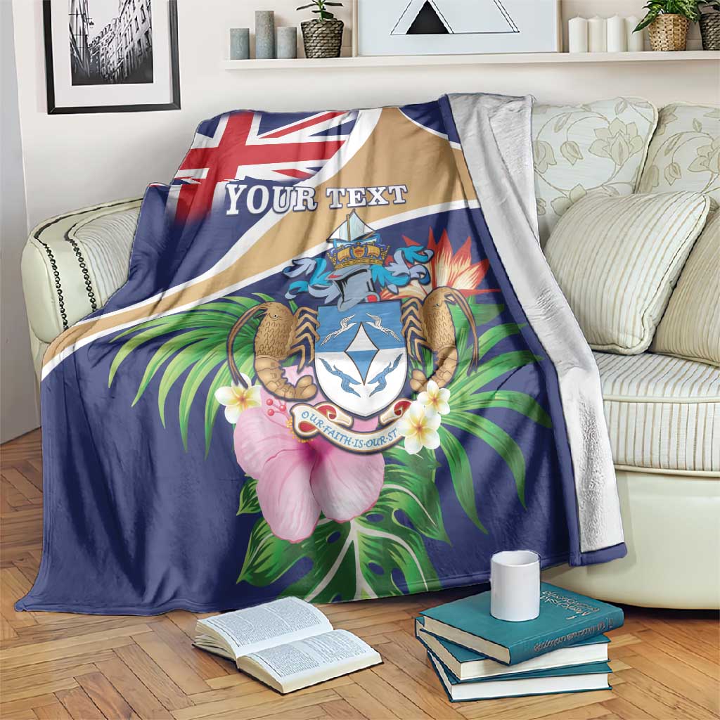 Personalized Tristan da Cunha Blanket Coat Of Arms Tropical Flowers LT15