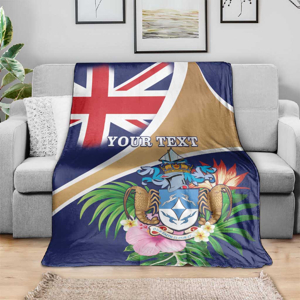 Personalized Tristan da Cunha Blanket Coat Of Arms Tropical Flowers LT15