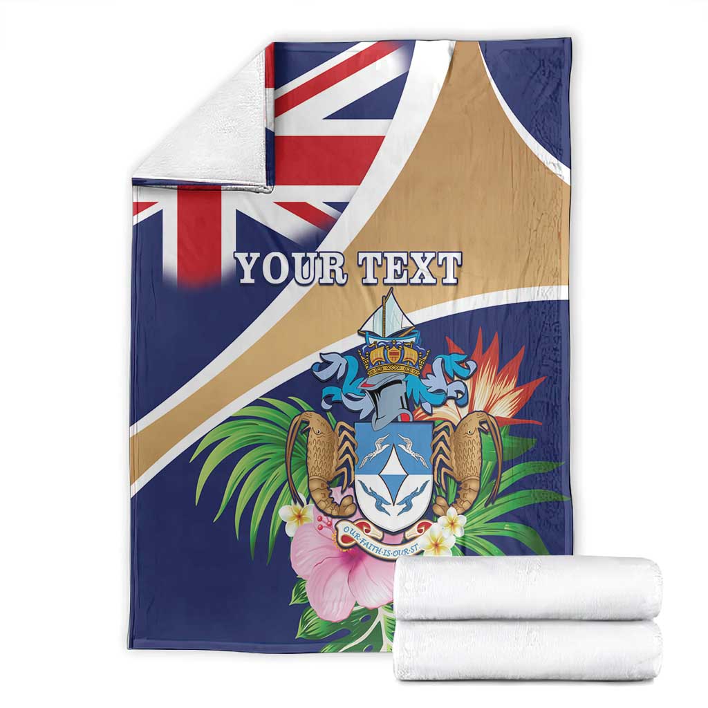 Personalized Tristan da Cunha Blanket Coat Of Arms Tropical Flowers LT15