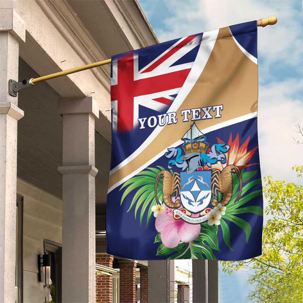 Personalized Tristan da Cunha Garden Flag Coat Of Arms Tropical Flowers LT15