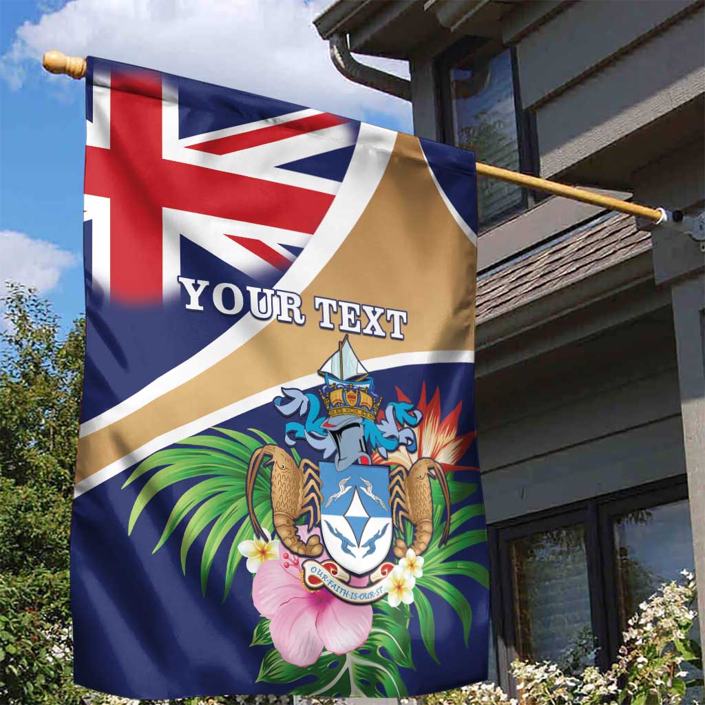 Personalized Tristan da Cunha Garden Flag Coat Of Arms Tropical Flowers LT15