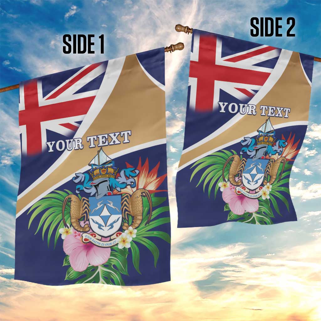 Personalized Tristan da Cunha Garden Flag Coat Of Arms Tropical Flowers LT15