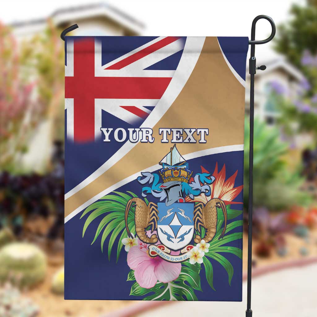 Personalized Tristan da Cunha Garden Flag Coat Of Arms Tropical Flowers LT15