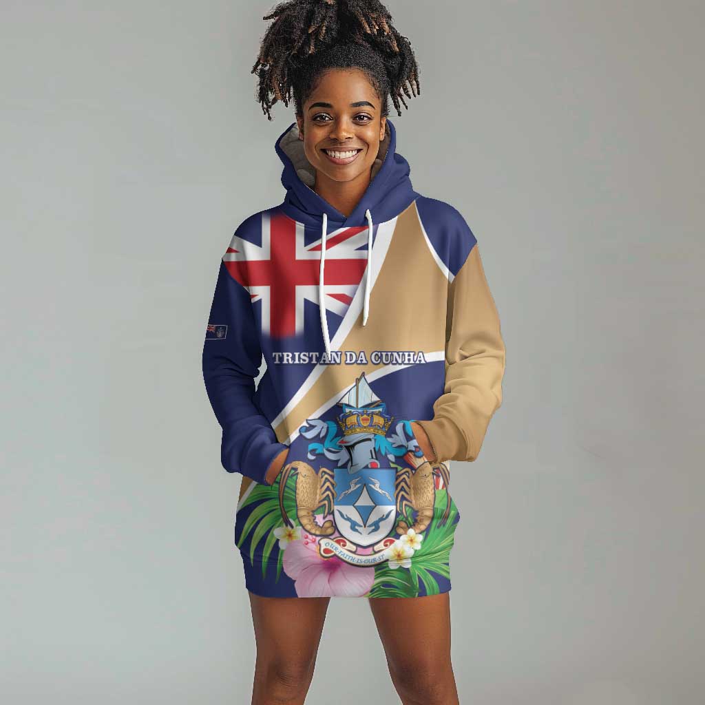 Personalized Tristan da Cunha Hoodie Dress Coat Of Arms Tropical Flowers LT15