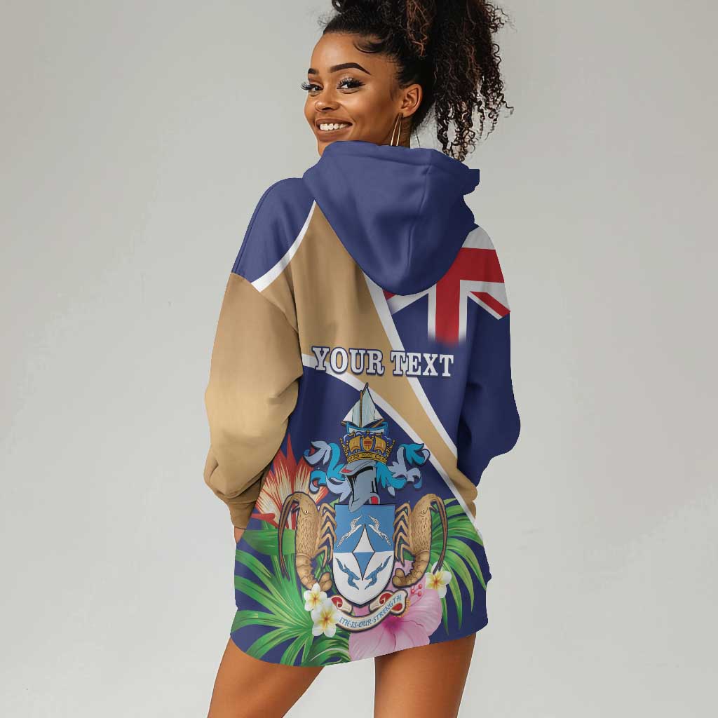 Personalized Tristan da Cunha Hoodie Dress Coat Of Arms Tropical Flowers LT15