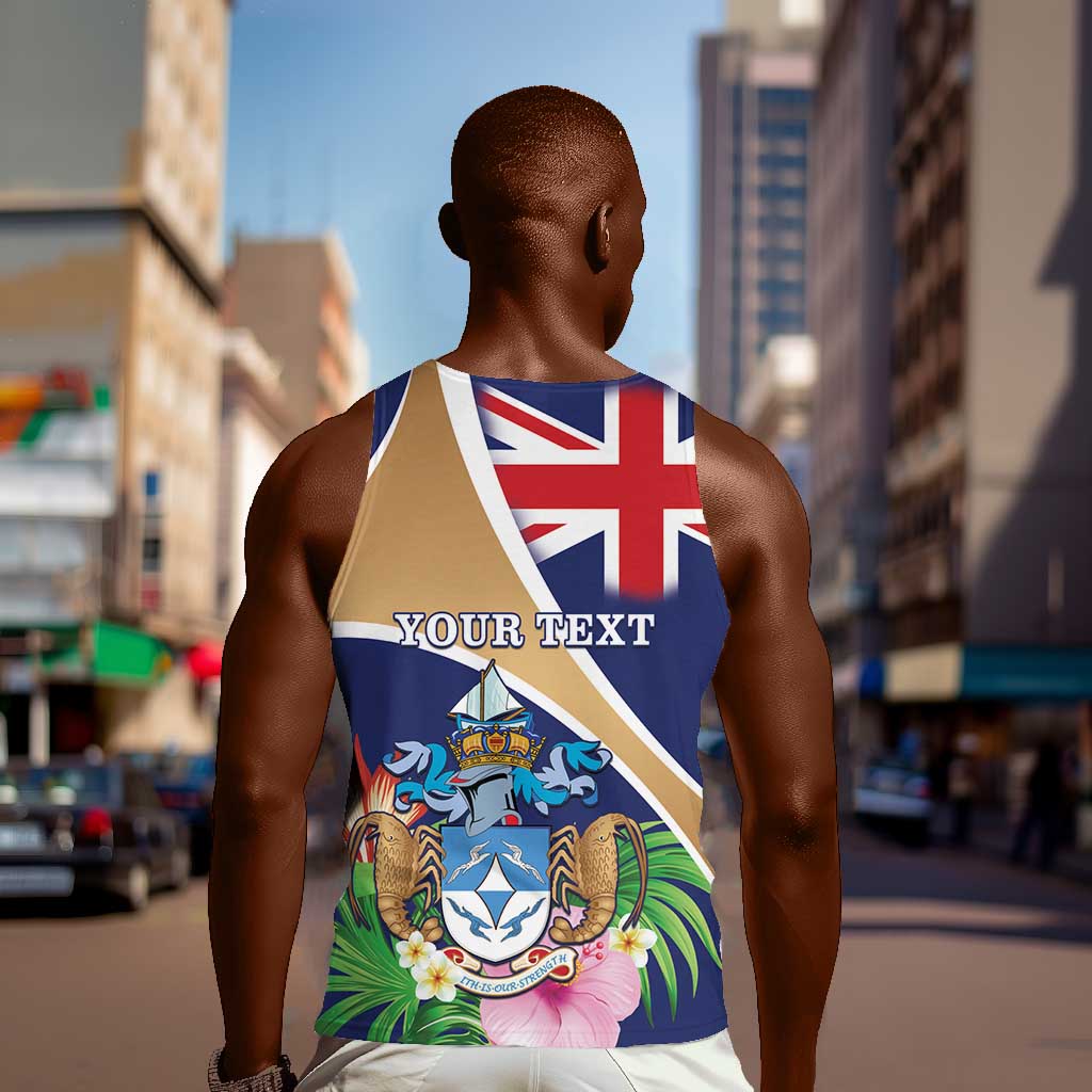Personalized Tristan da Cunha Men Tank Top Coat Of Arms Tropical Flowers LT15