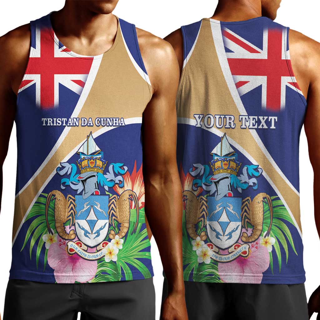 Personalized Tristan da Cunha Men Tank Top Coat Of Arms Tropical Flowers LT15