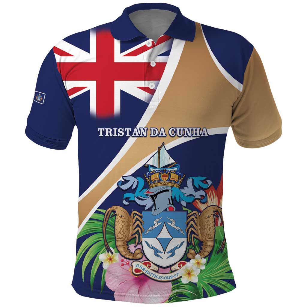 Personalized Tristan da Cunha Polo Shirt Coat Of Arms - Flag Style LT15