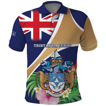 Personalized Tristan da Cunha Polo Shirt Coat Of Arms - Flag Style LT15