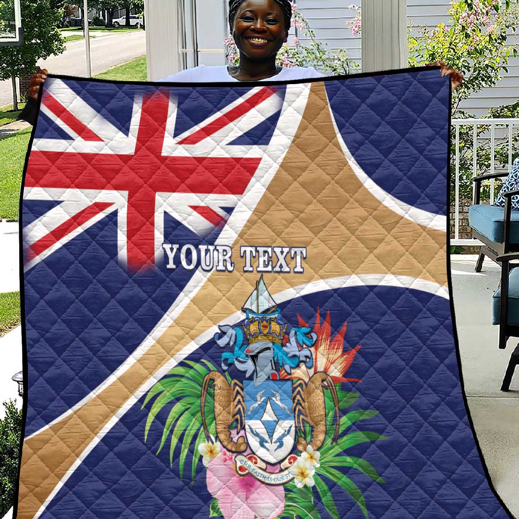 Personalized Tristan da Cunha Quilt Coat Of Arms Tropical Flowers LT15