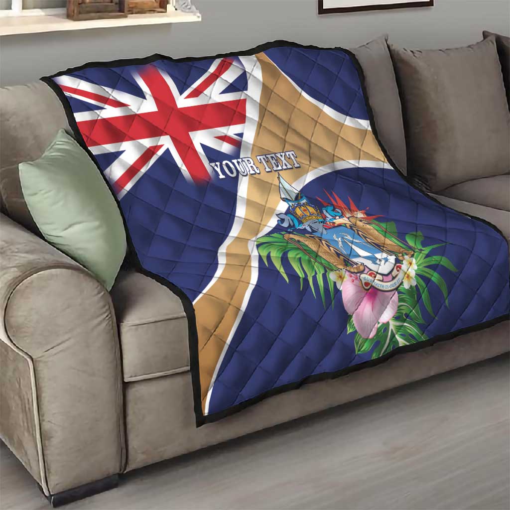 Personalized Tristan da Cunha Quilt Coat Of Arms Tropical Flowers LT15