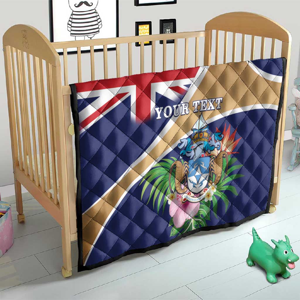 Personalized Tristan da Cunha Quilt Coat Of Arms Tropical Flowers LT15