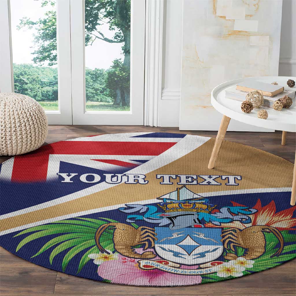 Personalized Tristan da Cunha Round Carpet Coat Of Arms Tropical Flowers LT15
