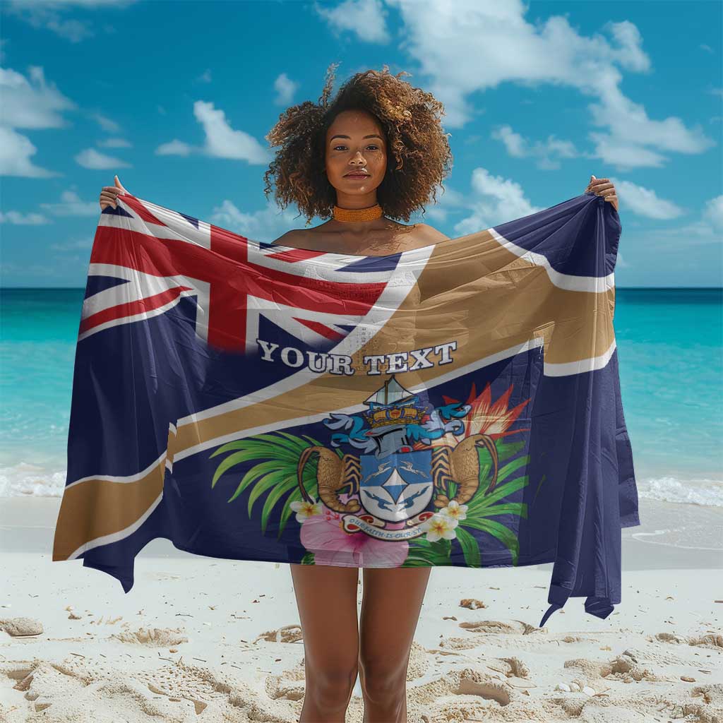 Personalized Tristan da Cunha Sarong Coat Of Arms Tropical Flowers LT15