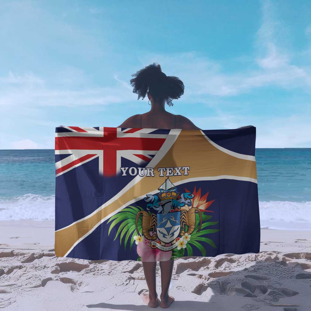 Personalized Tristan da Cunha Sarong Coat Of Arms Tropical Flowers LT15