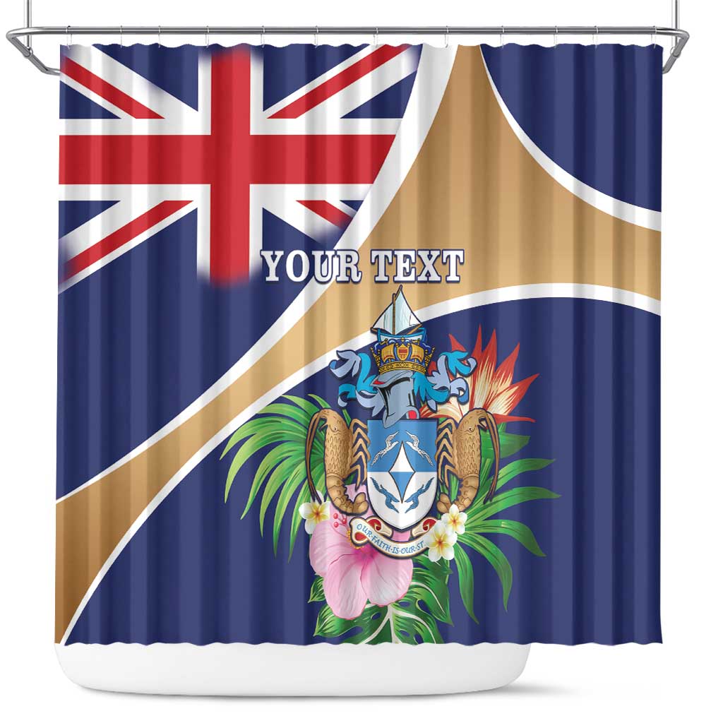 Personalized Tristan da Cunha Shower Curtain Coat Of Arms - Flag Style LT15
