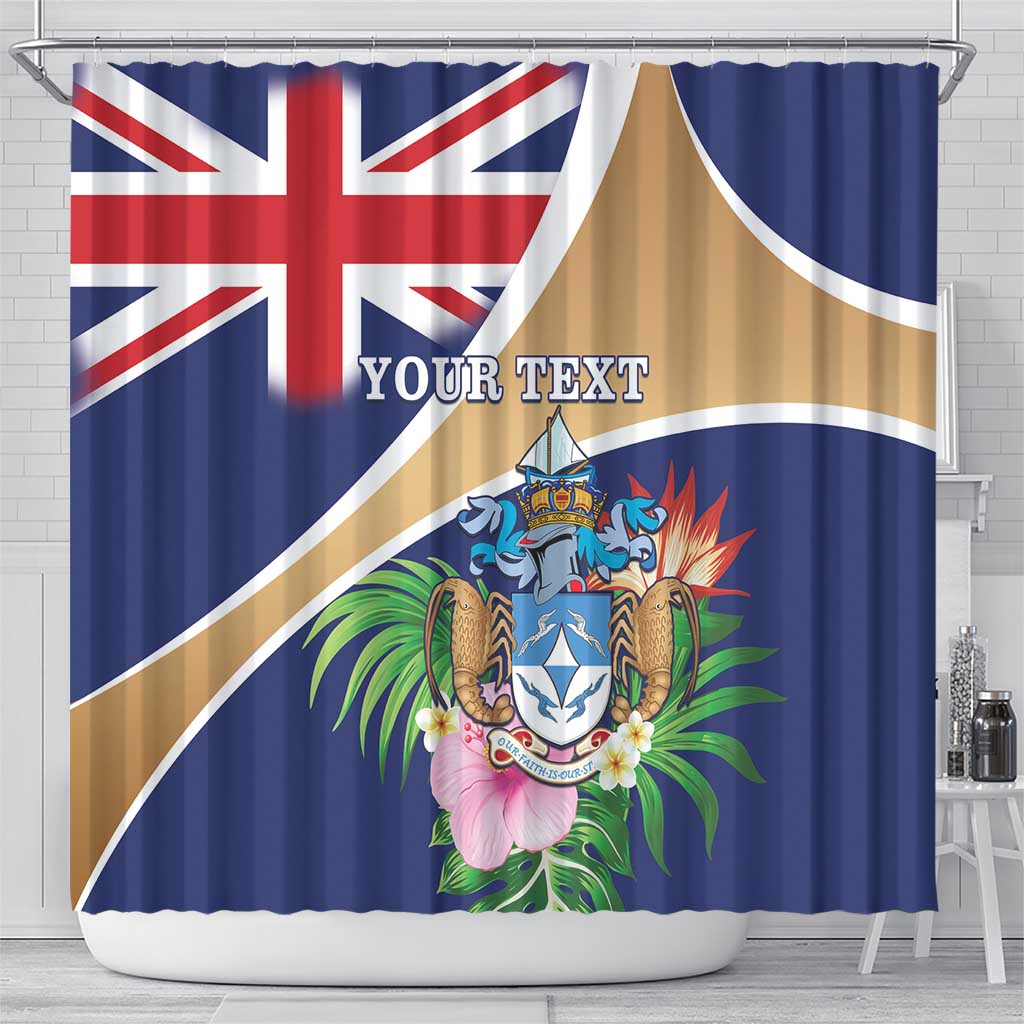Personalized Tristan da Cunha Shower Curtain Coat Of Arms - Flag Style LT15