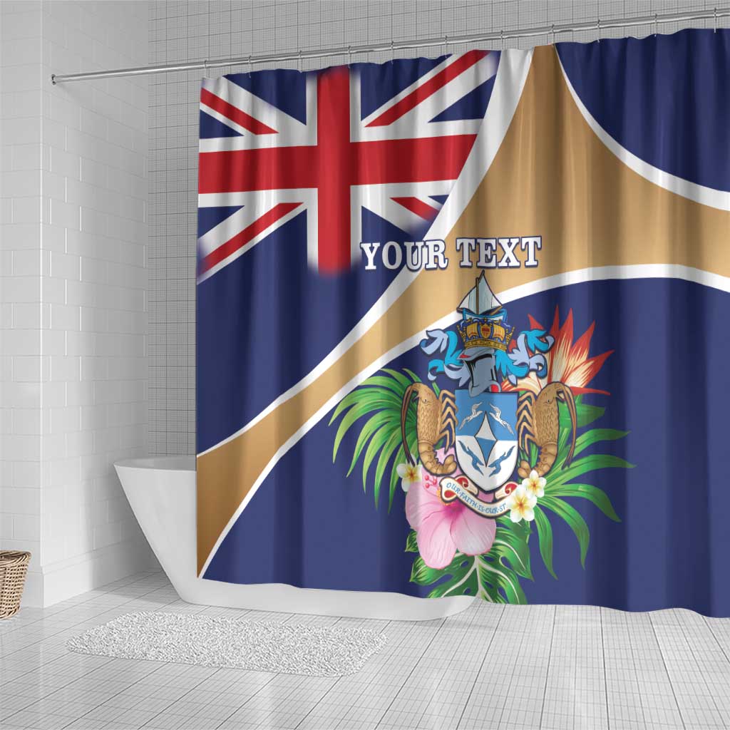 Personalized Tristan da Cunha Shower Curtain Coat Of Arms - Flag Style LT15