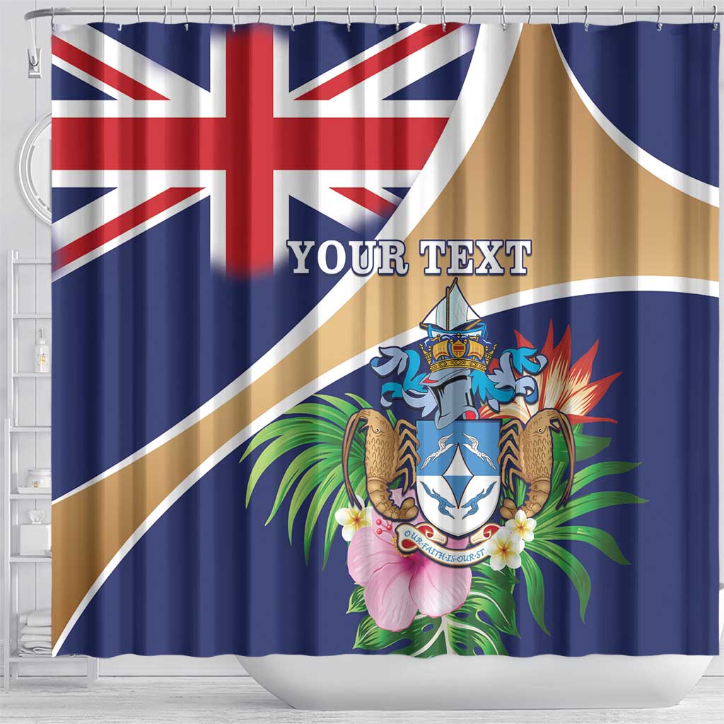 Personalized Tristan da Cunha Shower Curtain Coat Of Arms - Flag Style LT15