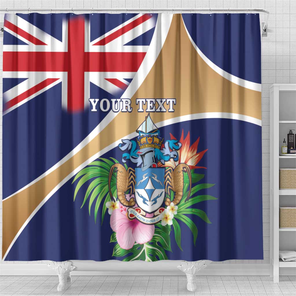 Personalized Tristan da Cunha Shower Curtain Coat Of Arms - Flag Style LT15