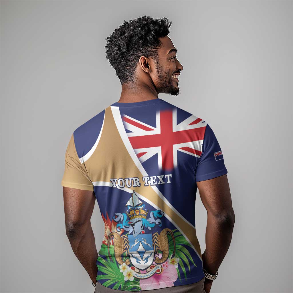Personalized Tristan da Cunha T shirt Coat Of Arms Tropical Flowers LT15