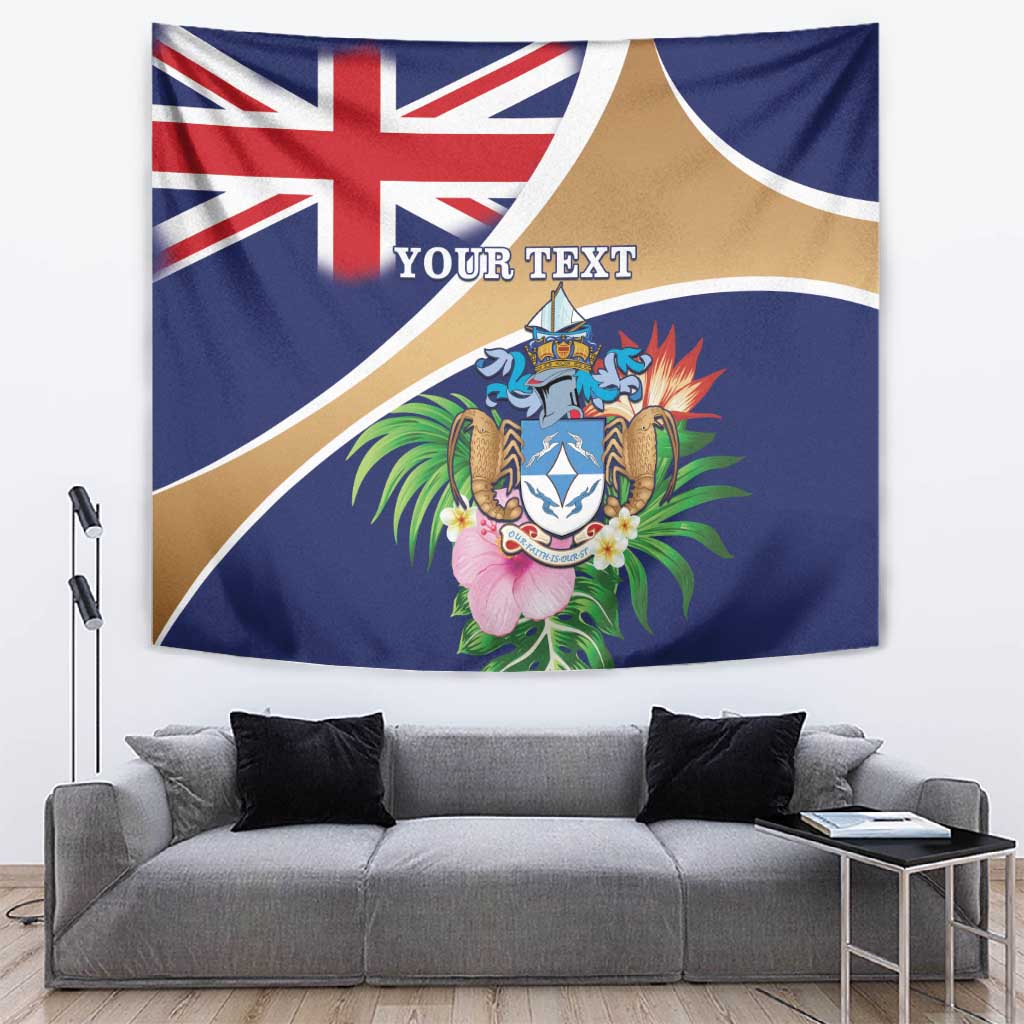 Personalized Tristan da Cunha Tapestry Coat Of Arms Tropical Flowers LT15