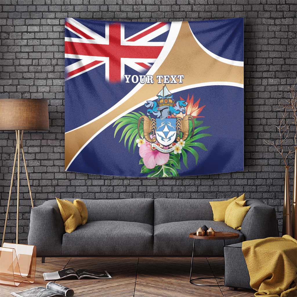 Personalized Tristan da Cunha Tapestry Coat Of Arms Tropical Flowers LT15