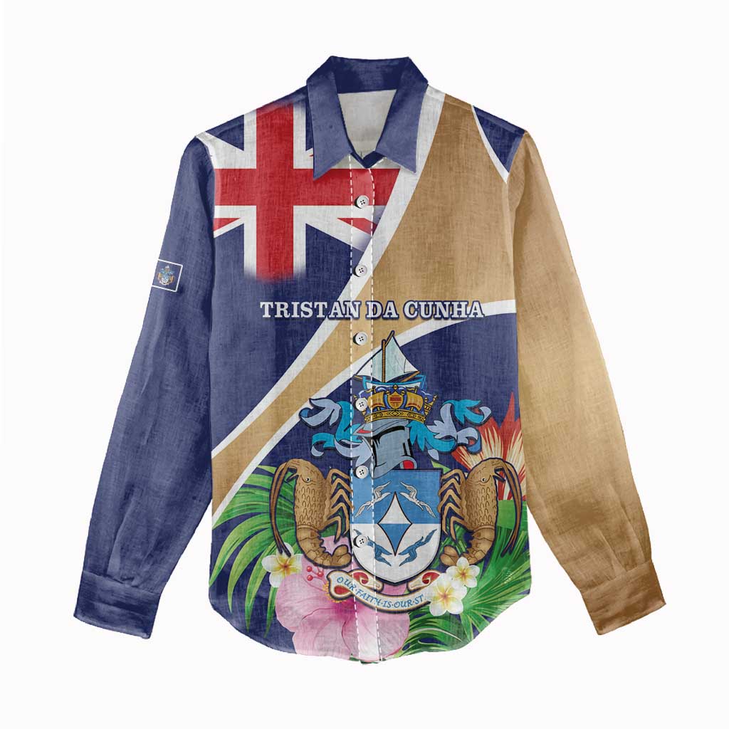 Personalized Tristan da Cunha Women Casual Shirt Coat Of Arms Tropical Flowers LT15