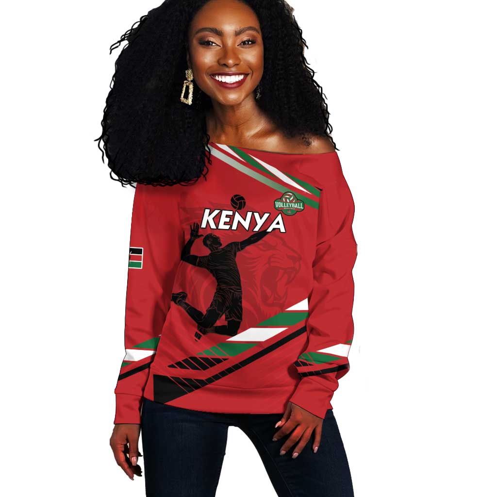 Custom Kenya Volleyball Off Shoulder Sweater Go Champions LT15