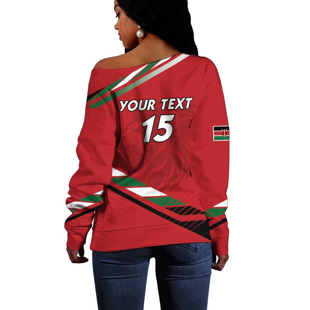 Custom Kenya Volleyball Off Shoulder Sweater Go Champions LT15