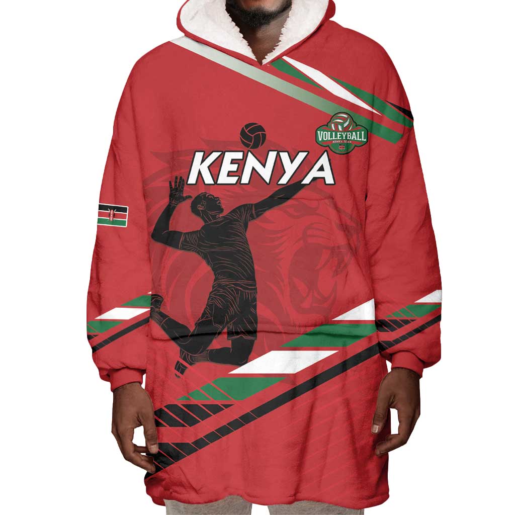 Custom Kenya Volleyball Wearable Blanket Hoodie Go Champions LT15