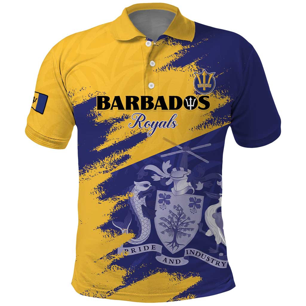Custom Barbados Royals Cricket Polo Shirt Coat Of Arms Flag Style LT15